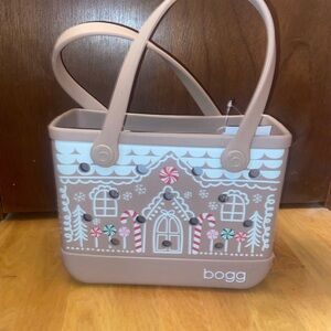 BOGG BAG Taupe Gingerbread House Print Tote